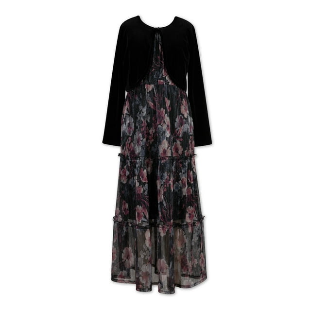 Lots of Love By Speechless Girls Pleated Floral Dress With Cardigan ...