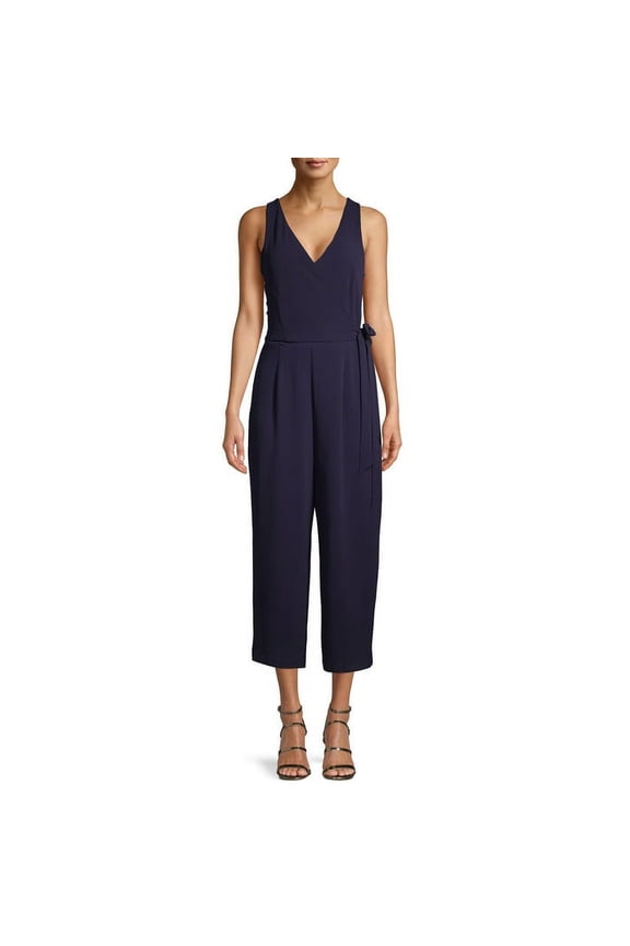 Juniors' Solid Jumpsuit with Tie Waist