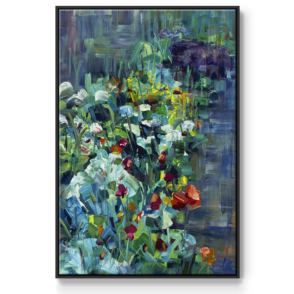 Lots of Love in the Garden Framed Premium Gallery Wrapped Canvas - Ready to Hang - 17 x 25 - Black Floating Frame