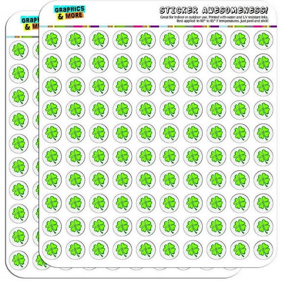 Lots of Luck Lucky Irish Four Leaf Clover 200 1/2" (0.5") Planner Calendar Scrapbooking Crafting Stickers