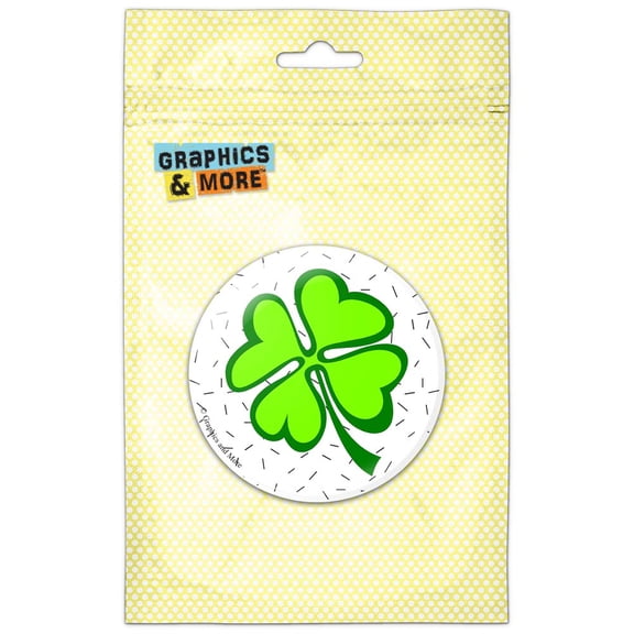 Lots of Luck Lucky Irish Four Leaf Clover Pinback Button Pin Badge