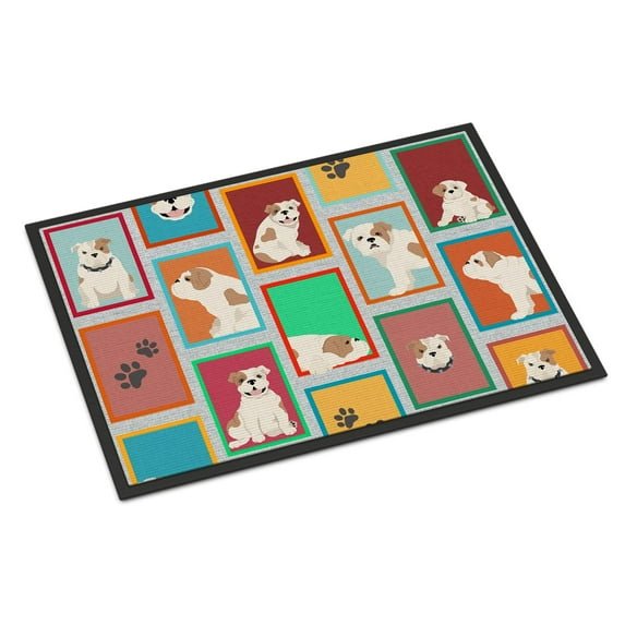 Lots of Piebald English Bulldog Indoor or Outdoor Mat 24x36 36 in x 24 in
