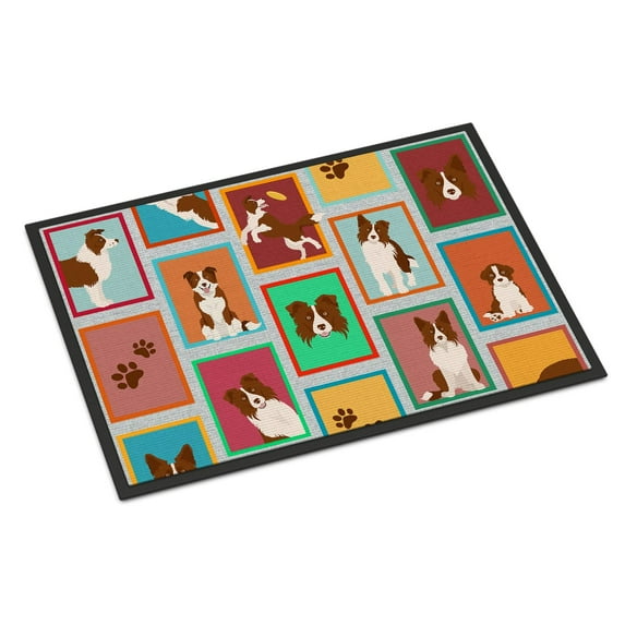 Lots of Red Border Collie Indoor or Outdoor Mat 24x36 36 in x 24 in