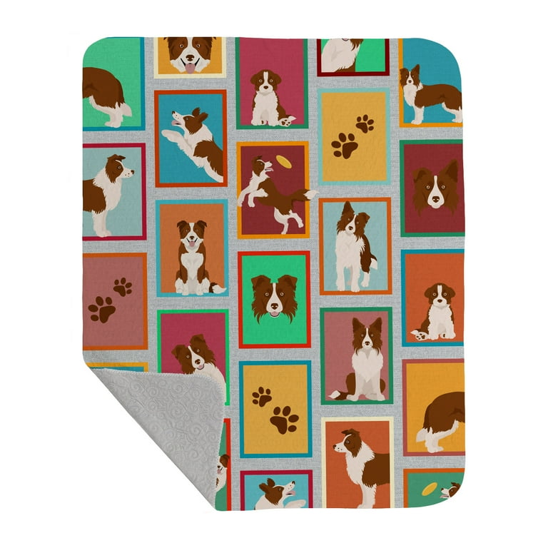 Lots of Red Border Collie Quilted Blanket 50x60 50 in x 60 in