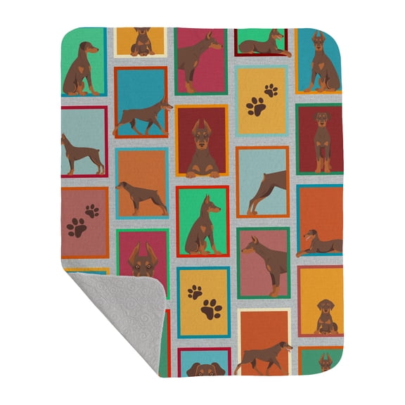 Lots of Red Doberman Pinscher Quilted Blanket 50x60