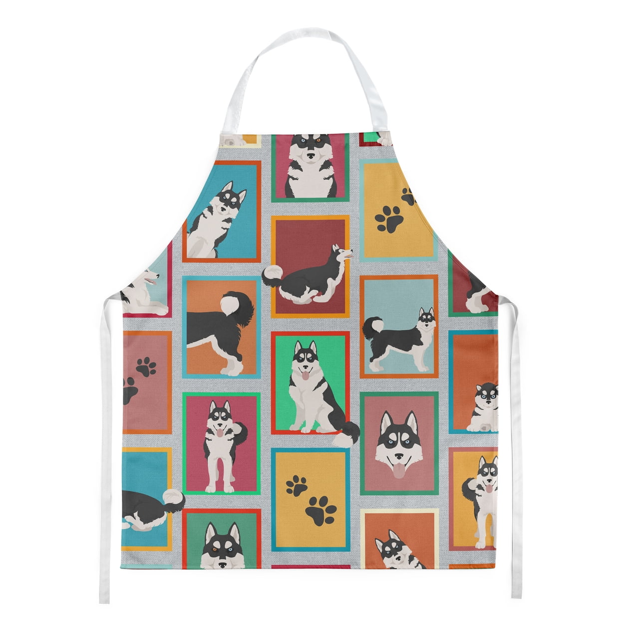 Lots of Siberian Husky Apron 27 in x 30 in