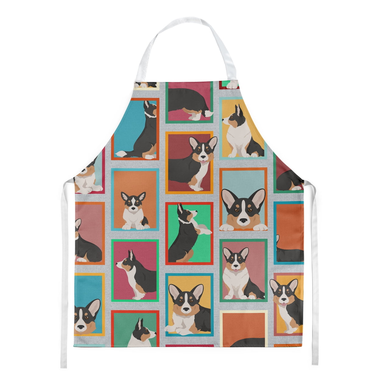 Lots of Tricolor Cardigan Corgi Apron 27 in x 30 in