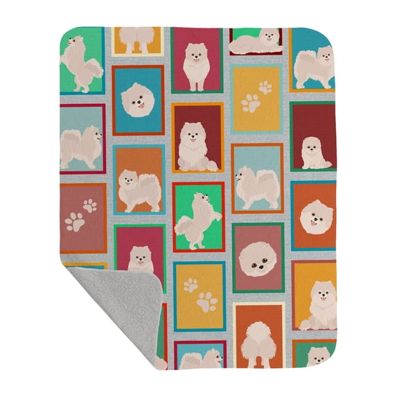 Lots of White Pomeranian Quilted Blanket 50x60 50 in x 60 in