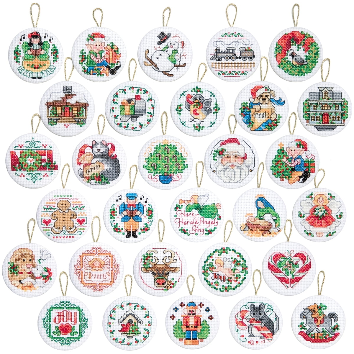 Joy Tag Ornaments Counted Cross Stitch Kit-5 High 14 Count Set Of 9, Pk 1  