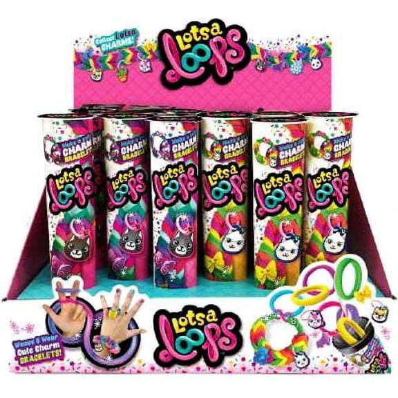 LotsaLoops Cute Charm Bracelet Tube Box (24 Packs)