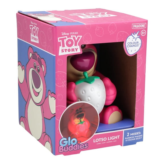 Lotso Huggin Bear GloBuddies Colour Changing Strawberry Light, Officially Licensed Disney Toy Story 3D LED Lamp, Battery Powered Gift for Fans - Paladone
