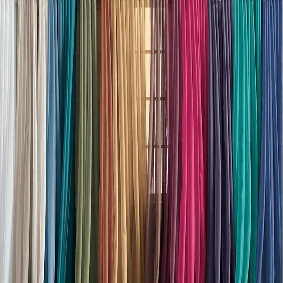 Lotta Bakery Llc Beige Solid Print Rod Pocket Sheer Curtain, 54 x 84 in (2 Panels)