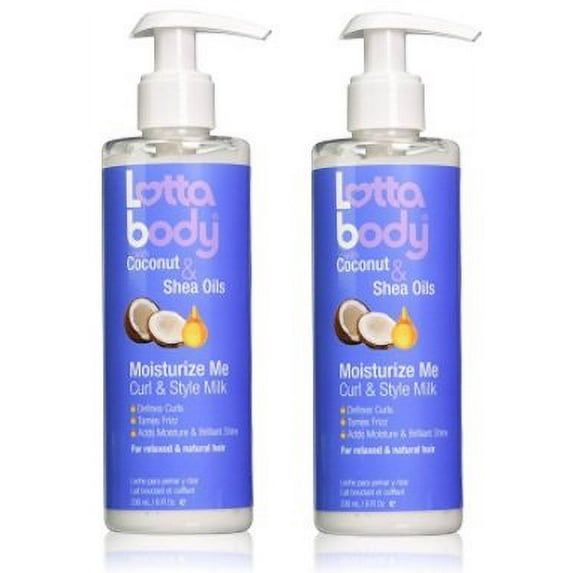 Lotta Body Coconut and Shea Oils Moisturize Me Curl and Style Milk, 8 Ounce (2 Pack)