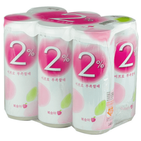 Lotte 2% Peach Can (240ml, 240ml x6)