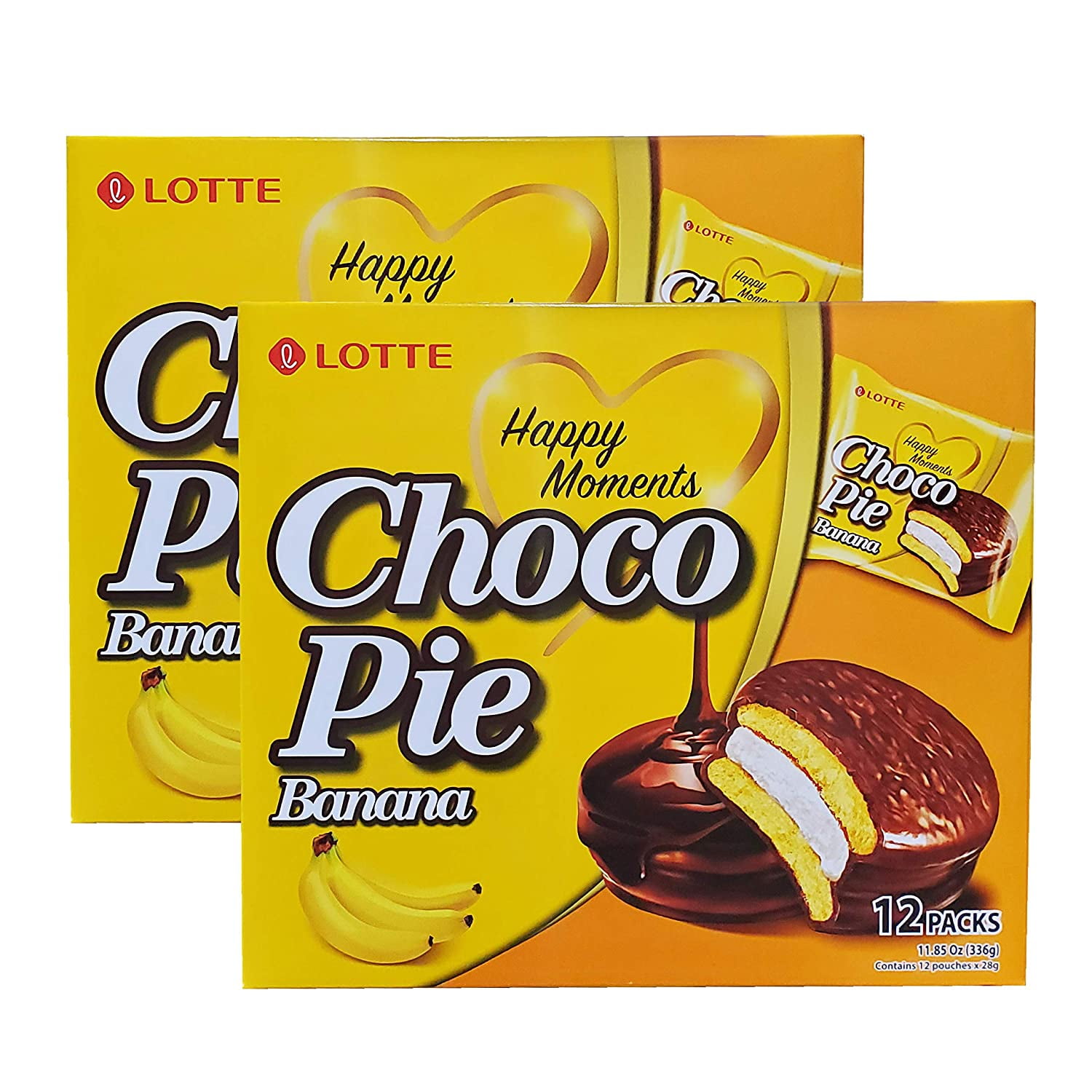 Lotte Choco Banana Pie Snack, 12 Individually Wrapped (2 Pack, Total Of 22.9Oz)