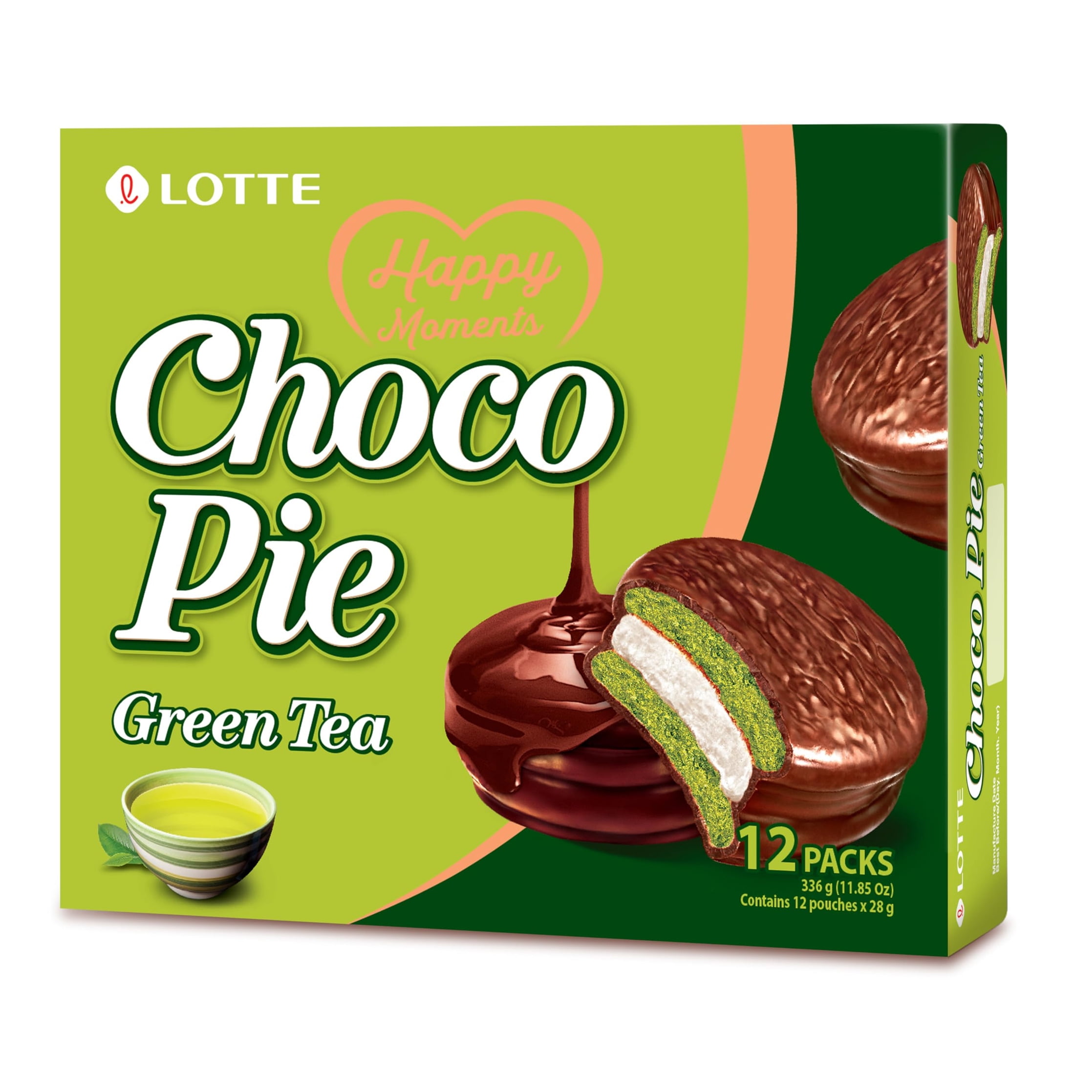 ダーツ chocopie Lotte Choco Pie Green Tea, Marshmallow Filling, Earthy Chocolate