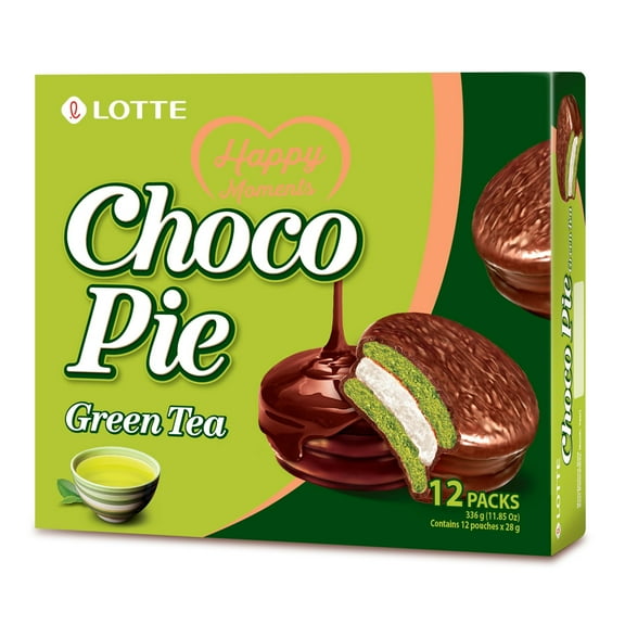 Lotte Choco Pie Green Tea, 12 Count