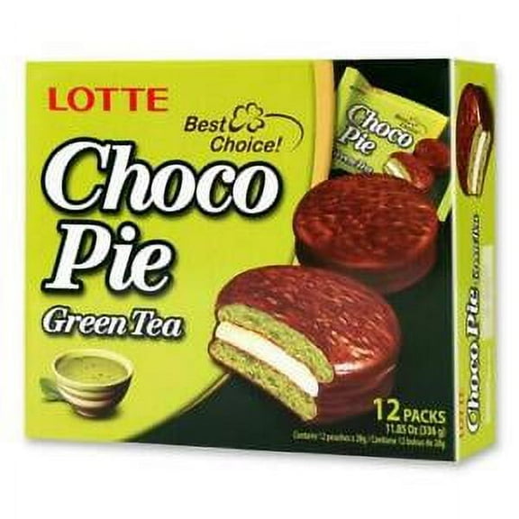 Lotte Choco Pie Green Tea, 12 Count