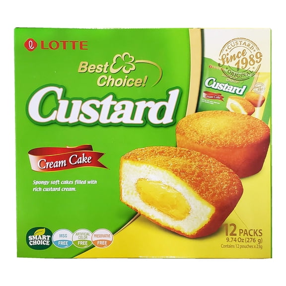 Lotte Custard Cream Cake AIF9 Snack, 12 Individually Wrapped 9.74oz