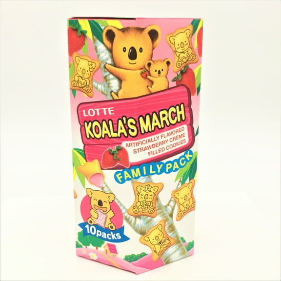 Lotte Koala's March Strawberry Creme Filled Cookies Family Pack -6.89oz / 195g