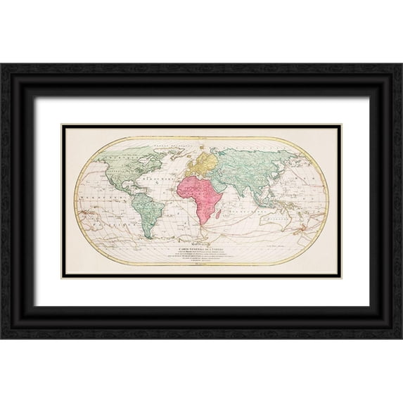 Lotter, Mathieu Albert 18x11 Black Ornate Wood Framed with Double Matting Museum Art Print Titled - World Map or General Map of the Universe