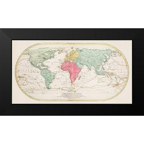 Lotter, Mathieu Albert 24x15 Black Modern Framed Museum Art Print Titled - World Map or General Map of the Universe