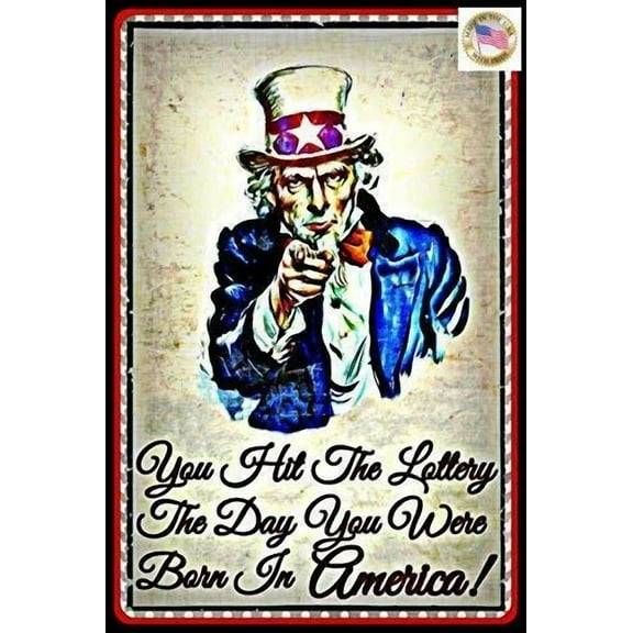 "Lottery" Metal Sign Usa! 8"X12" Funny Man Cave Bar Happy Hour Uncle Sam Decor