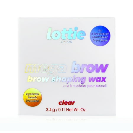 Lottie London Mega Brow, Brow Shaping Wax & Brush Set, Clear, 0.11 oz