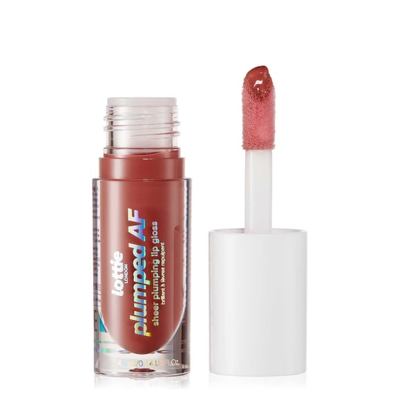 Lottie London Plumped AF, Sheer Plumping Liquid Lip Gloss, Nude, 0.14 fl oz