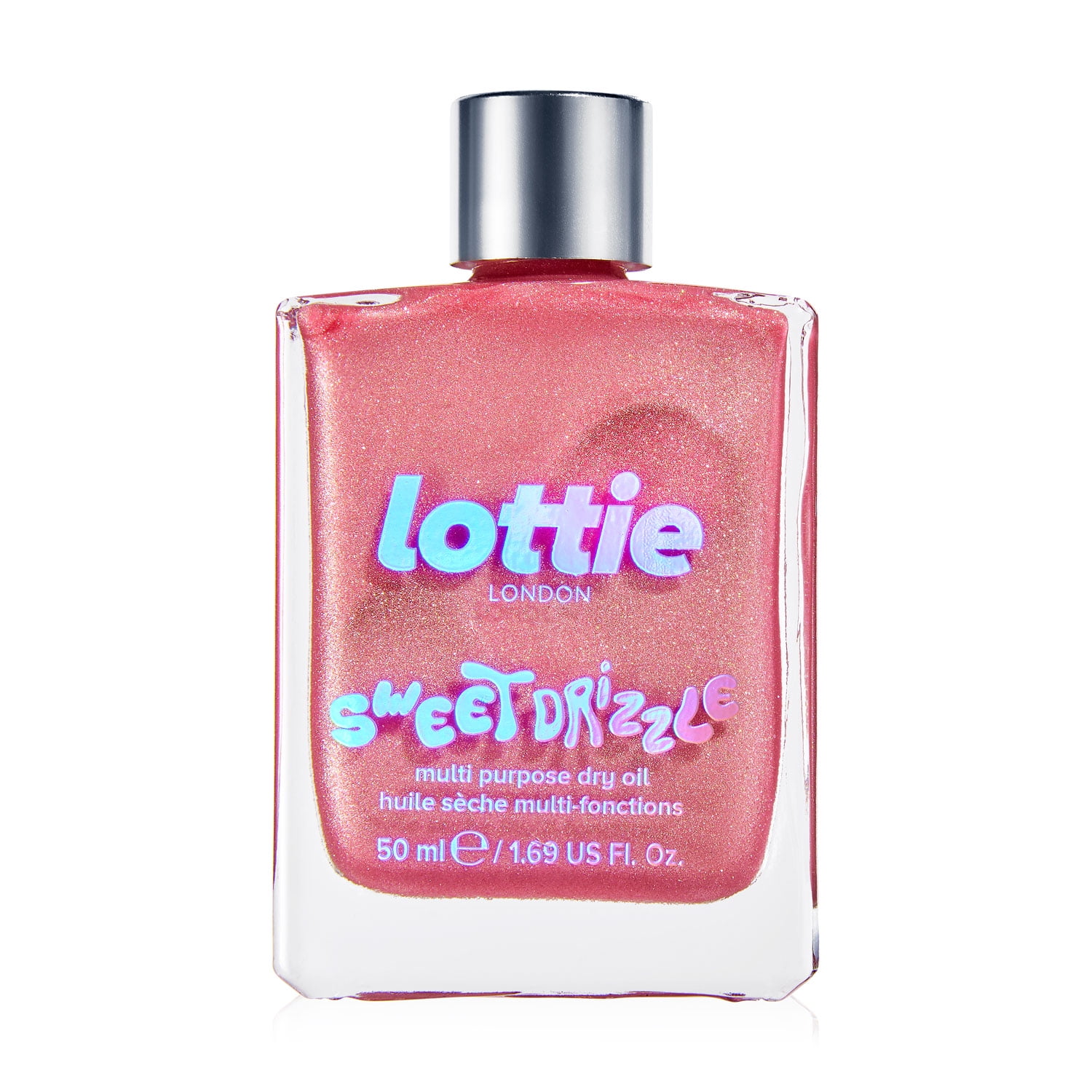 Lottie London Sweet Drizzle, Pink Shimmer Illuminating Body Oil, 1.69 fl oz