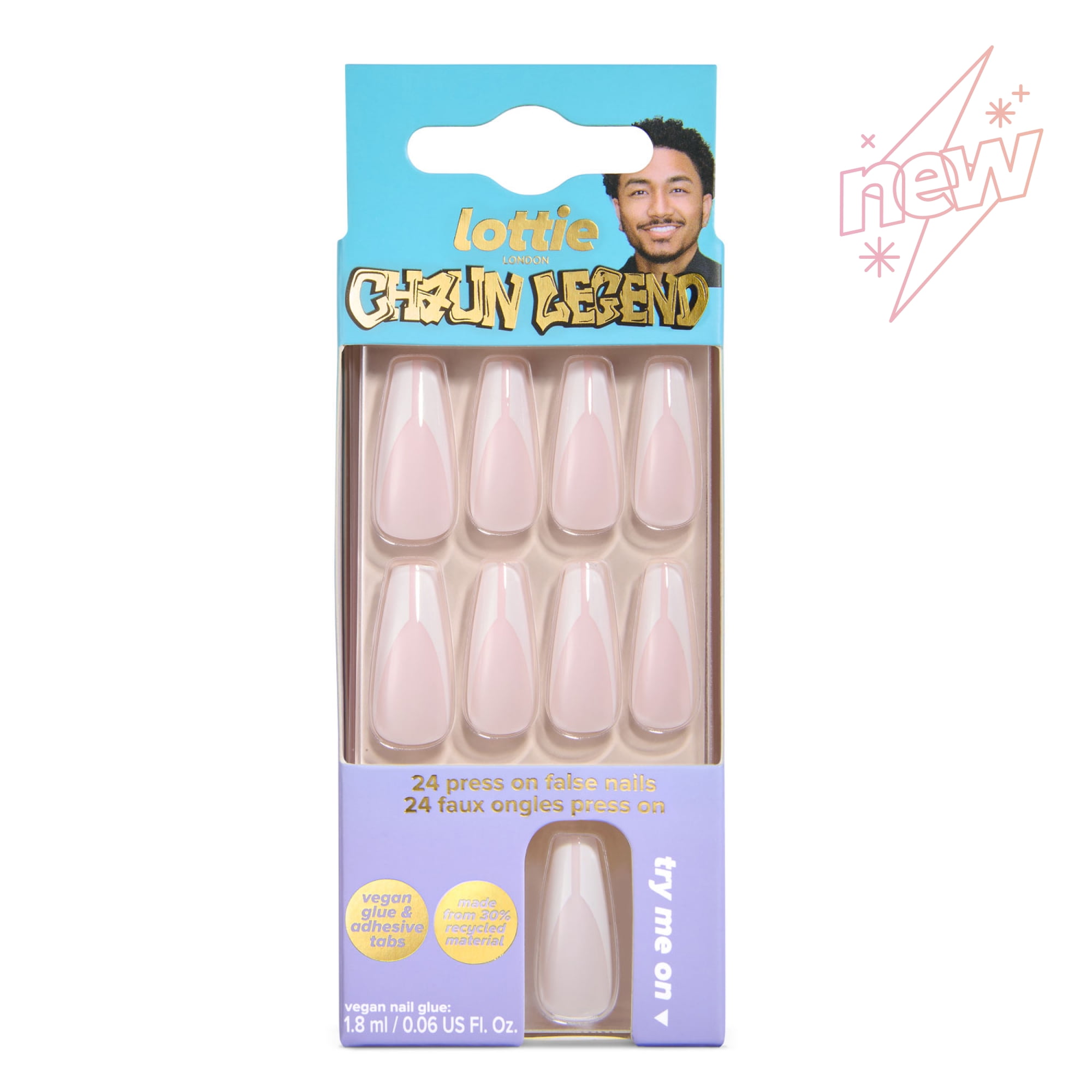 Lottie London x Chaun Legend Stay Press'd, Press on Nail Set, White