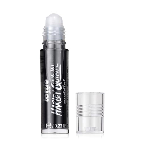 Lottie London x Harley Quinn Puddin pH Color Changing Lip Oil in Black, Nourishing lip oil to adapt to the natural pH in your lips for a unique flush of color