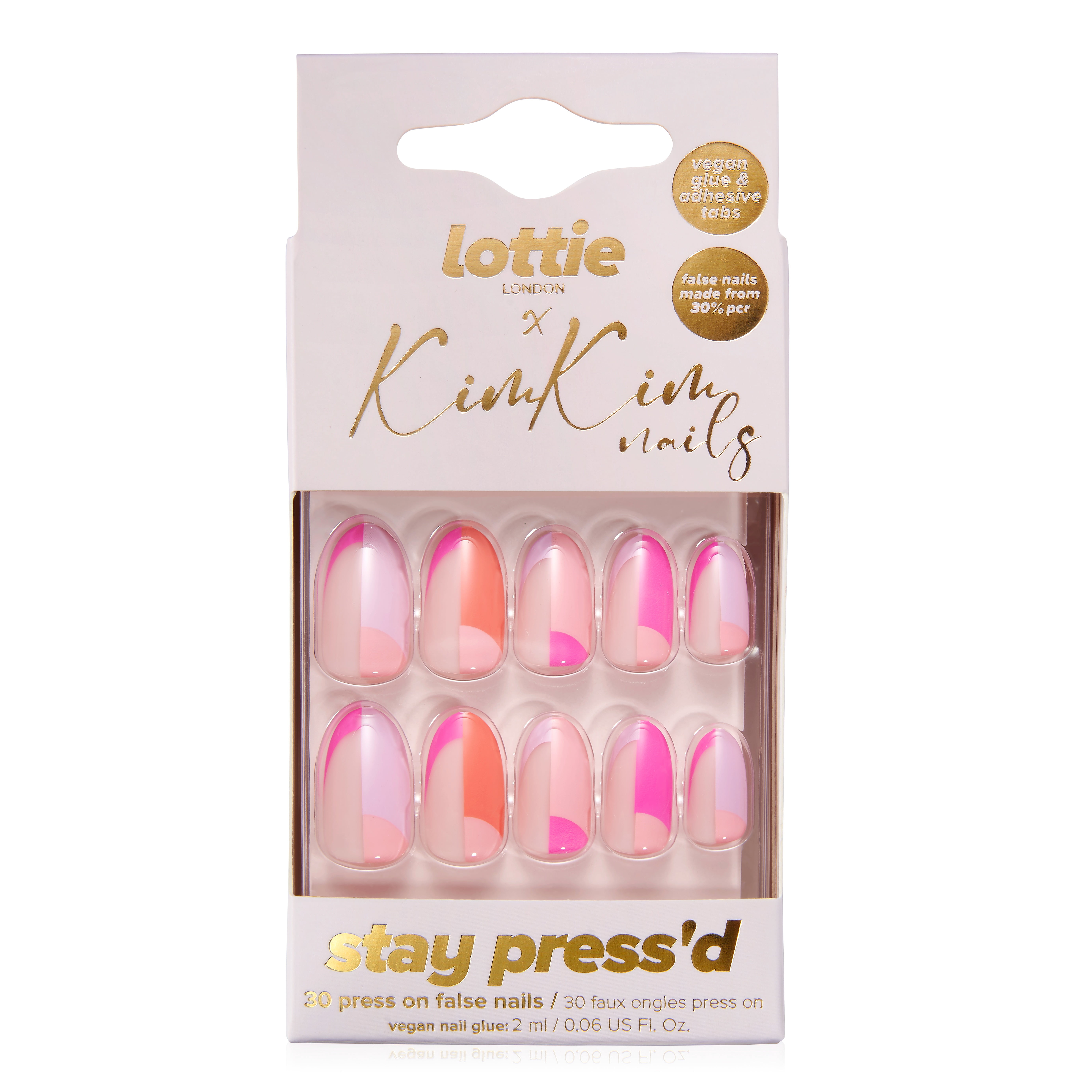 Lottie London x Kim Kim Nails, Press On False Nails Set, rounded almond