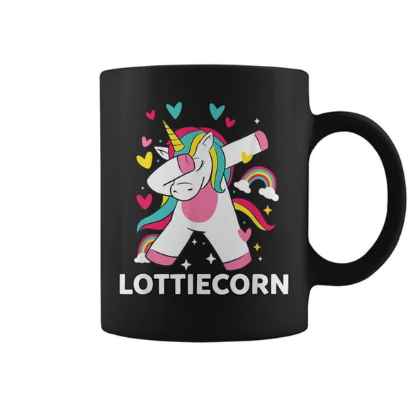 Lottiecorn Personalized Name Dabbing Unicorn Lottie Coffee Mugs