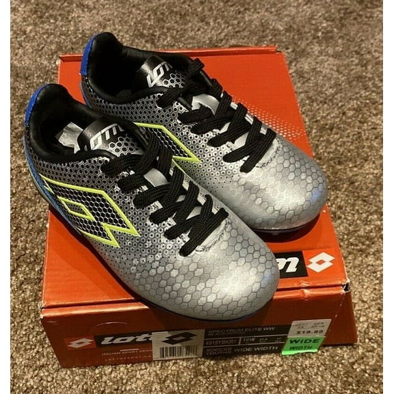 Lotto Spectrum Elite WW Silver/Black/Royal Youth Soccer Clears Sz 10w NEW