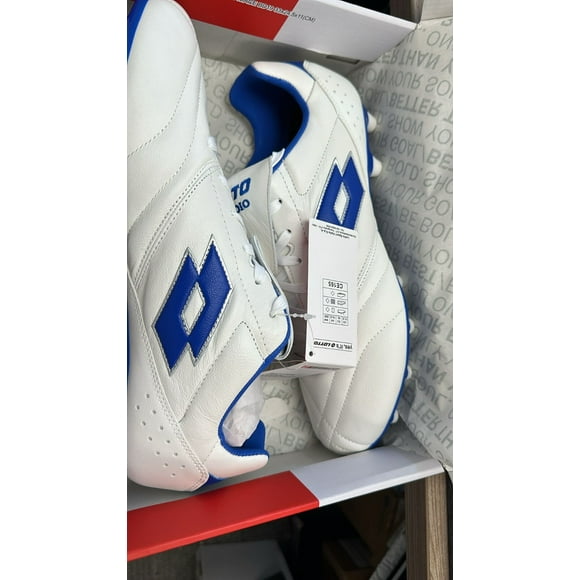 Lotto Stadio 200 III FG Soccer Cleats Size 11.5 White Blue K Leather Forefoot