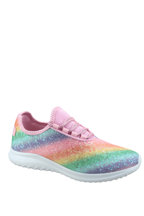 Lotus-08 Women's Fashion Sparkle Glitter Comfort Light Weight Slip On Flat Sneaker Shoes ( Rainbow Multi, 9)