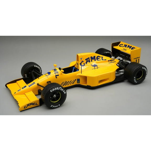 Lotus 102 #11 "Lamborghini Engine" F1 "US GP Qualifying" (1990) "Mythos Series" with Display Case 1/18 Model Car by Tecnomodel