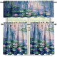 thumbnail image 1 of Lotus 3 Pc Kitchen Curtains Set | 54" W x 15" L & 27.5" W x 35.8" L | Rod Pocket Valance & Tier | Stylish Window Treatment for Any Room, 1 of 4