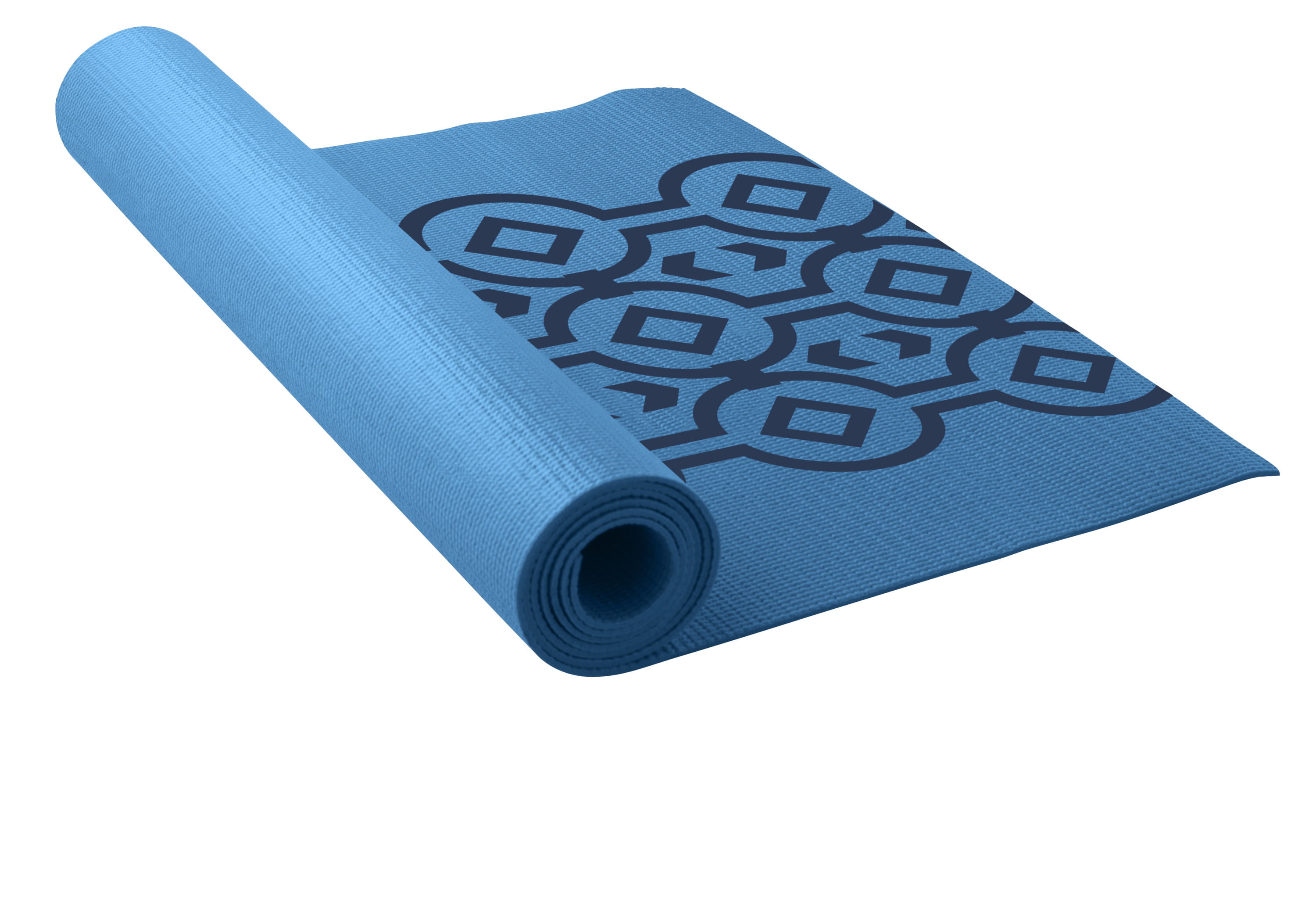 Lotus 3mm PVC Yoga Mat with Non-Slip Surface, Blue Chain Print