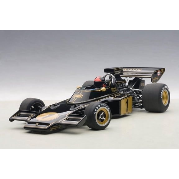 Lotus 72E 1973 Emerson Fittipaldi #1 with Driver Figure in Cockpit 1/18 Model Car by Autoart