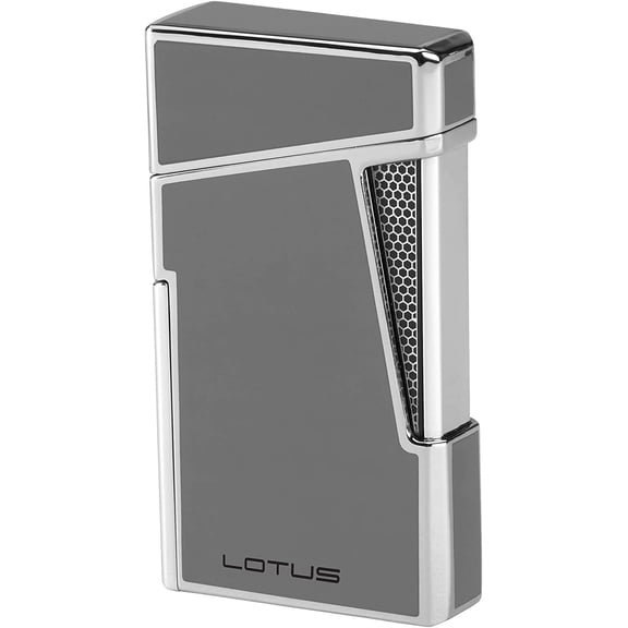 Lotus Apollo Cigar Lighter with Double Wind-Resistant Torch Flames, All Metal Housing, Integrated Cigar Punch, Large Flame Adjuster