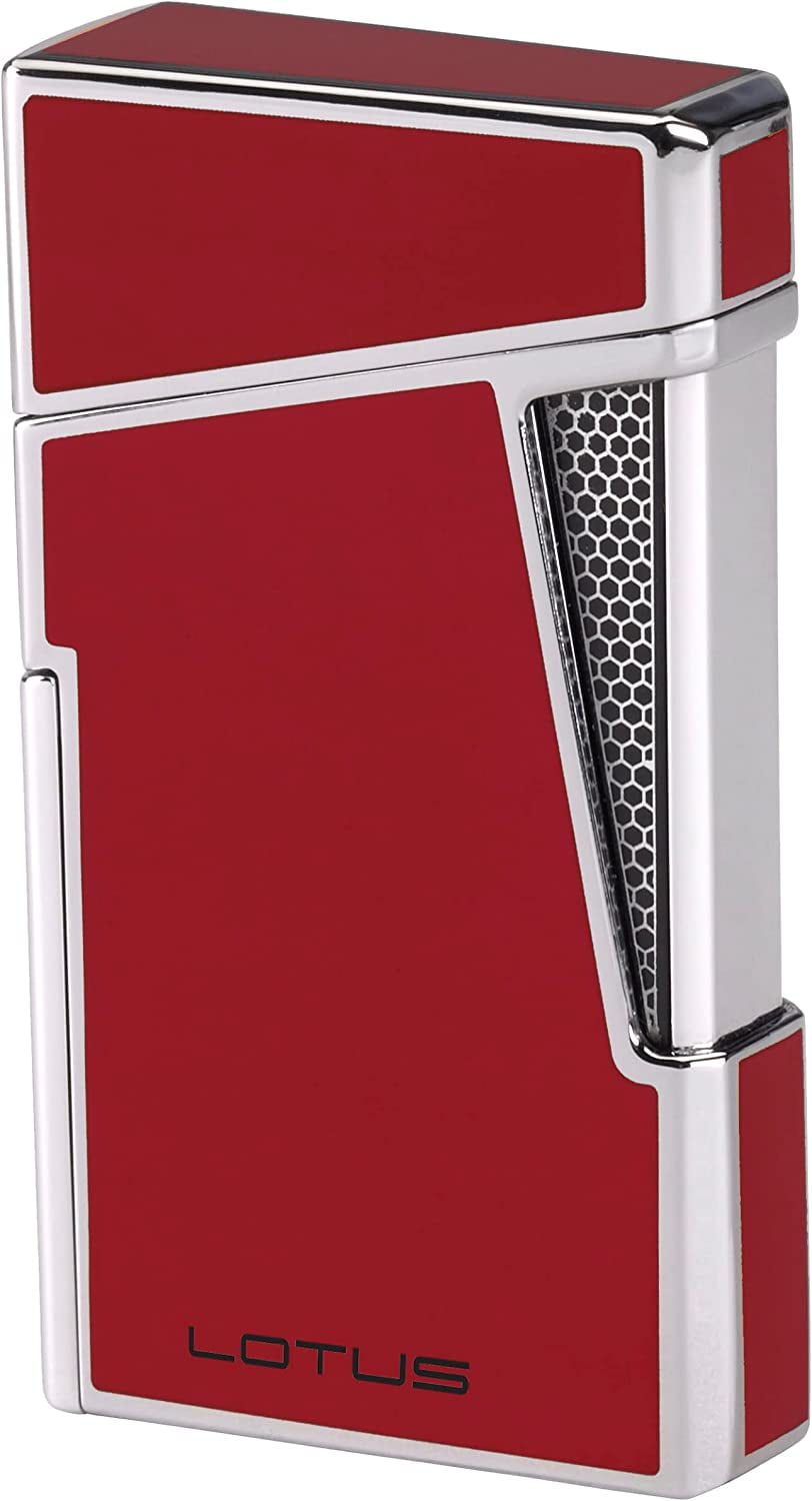 Lotus Apollo Cigar Lighter with Double Wind-Resistant Torch Flames, All Metal Housing, Integrated Cigar Punch, Large Flame Adjuster