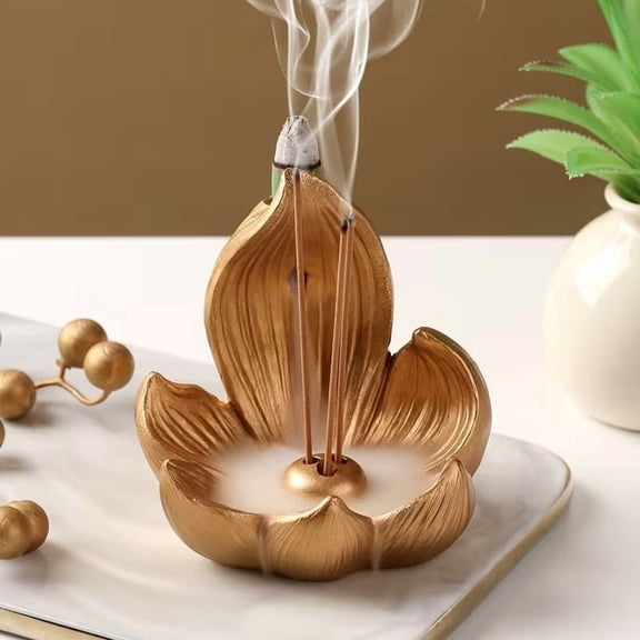 Lotus Backflow Incense Burner Resin Aromatherapy Diffuser for Yoga Meditation Home Decor