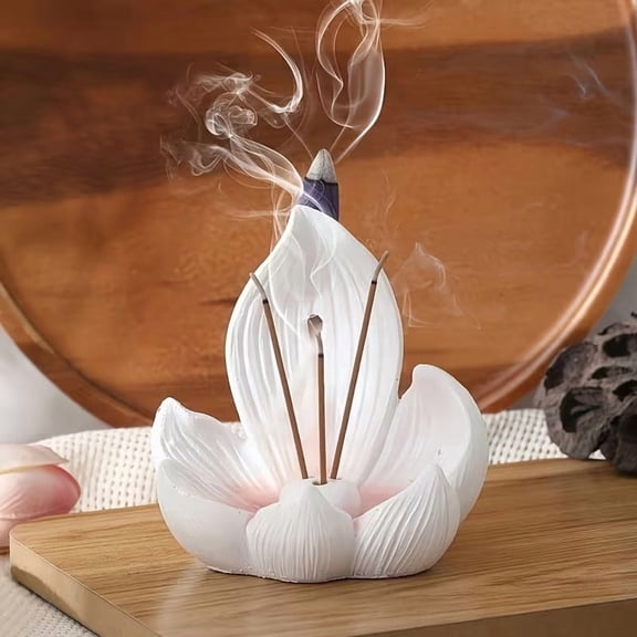 Lotus Backflow Incense Burner Resin Aromatherapy Diffuser for Yoga Meditation Home Decor