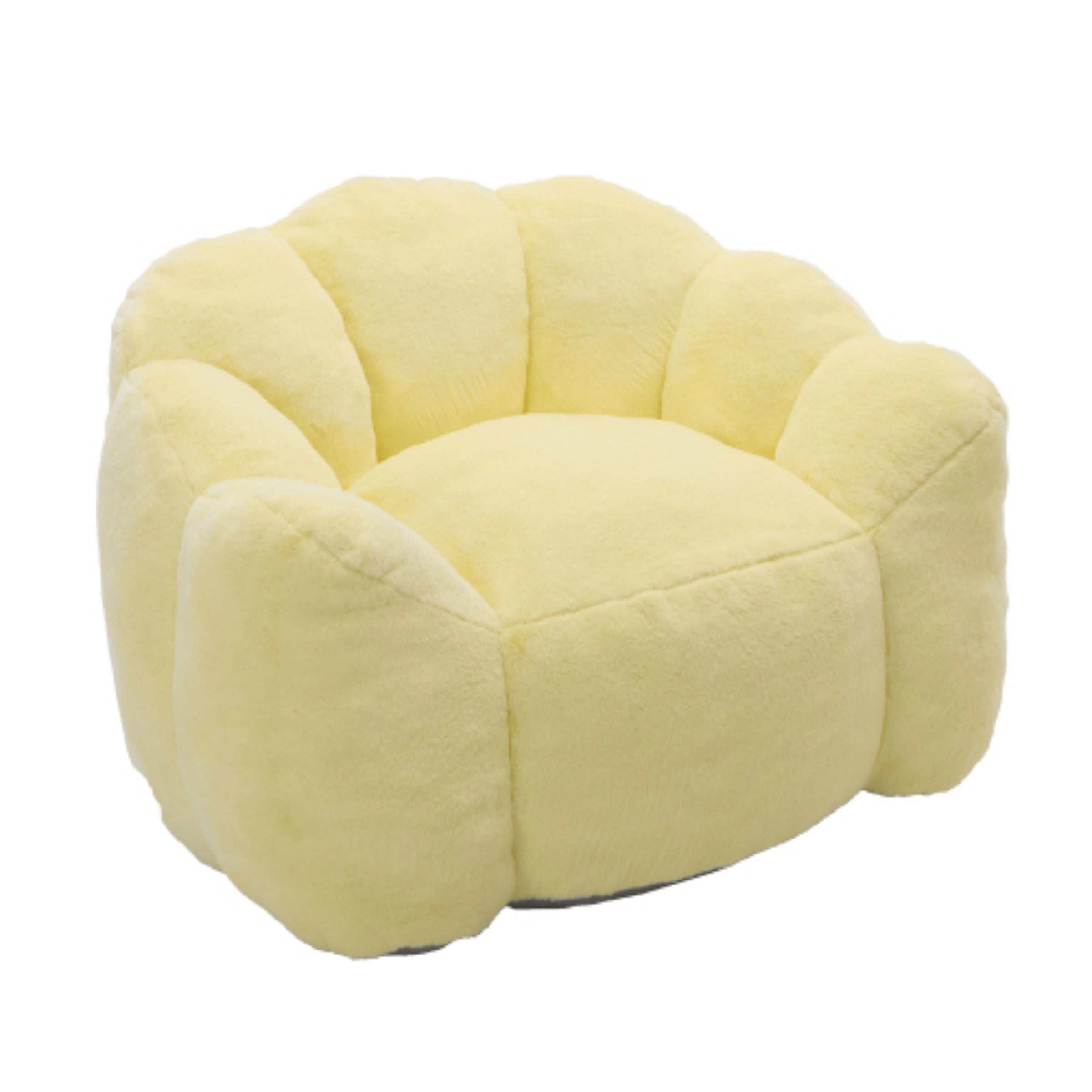 Lotus Bean Bag Sofa Chair for Adults, Memory Foam Lounge Chair with Pull Ring, Lazy Floor Sofa for Living Room Bedroom, Yellow
