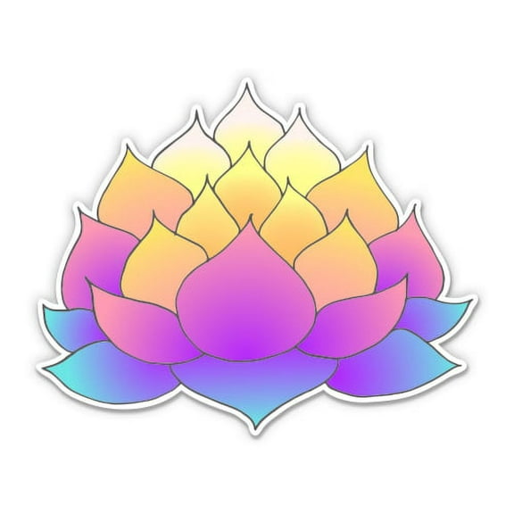 Lotus Beautiful Color Ombre Zen Yoga - 3" Vinyl Sticker - For Car Laptop Water Bottle Phone - Waterproof Decal