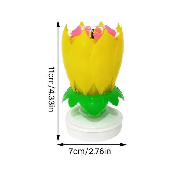 Lotus Birthday Candle Singing Candle-Powered Spinning Cake Topper Reusable Birthday Candle Fits Any Size Cake Great Decor Party