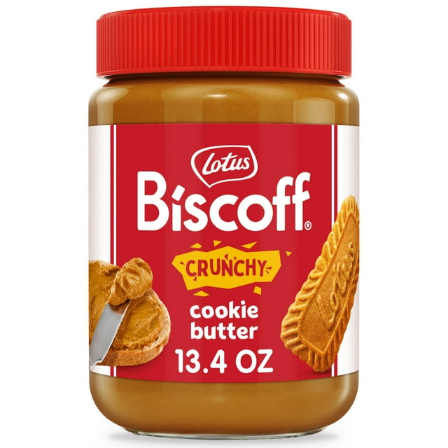 Lotus Biscoff Crunchy Cookie Butter, 13.4 oz, Nut-Free Spread, One Jar per Pack