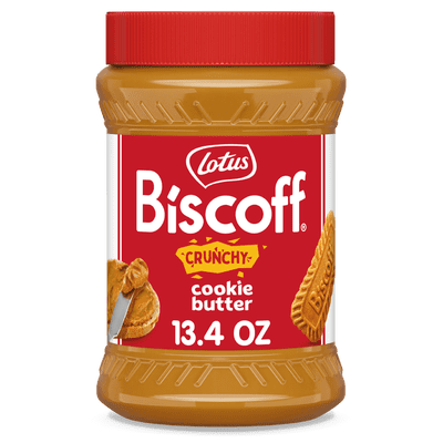 Lotus Biscoff Crunchy Cookie Butter, 13.4 oz, Nut-Free Spread, One Jar per Pack